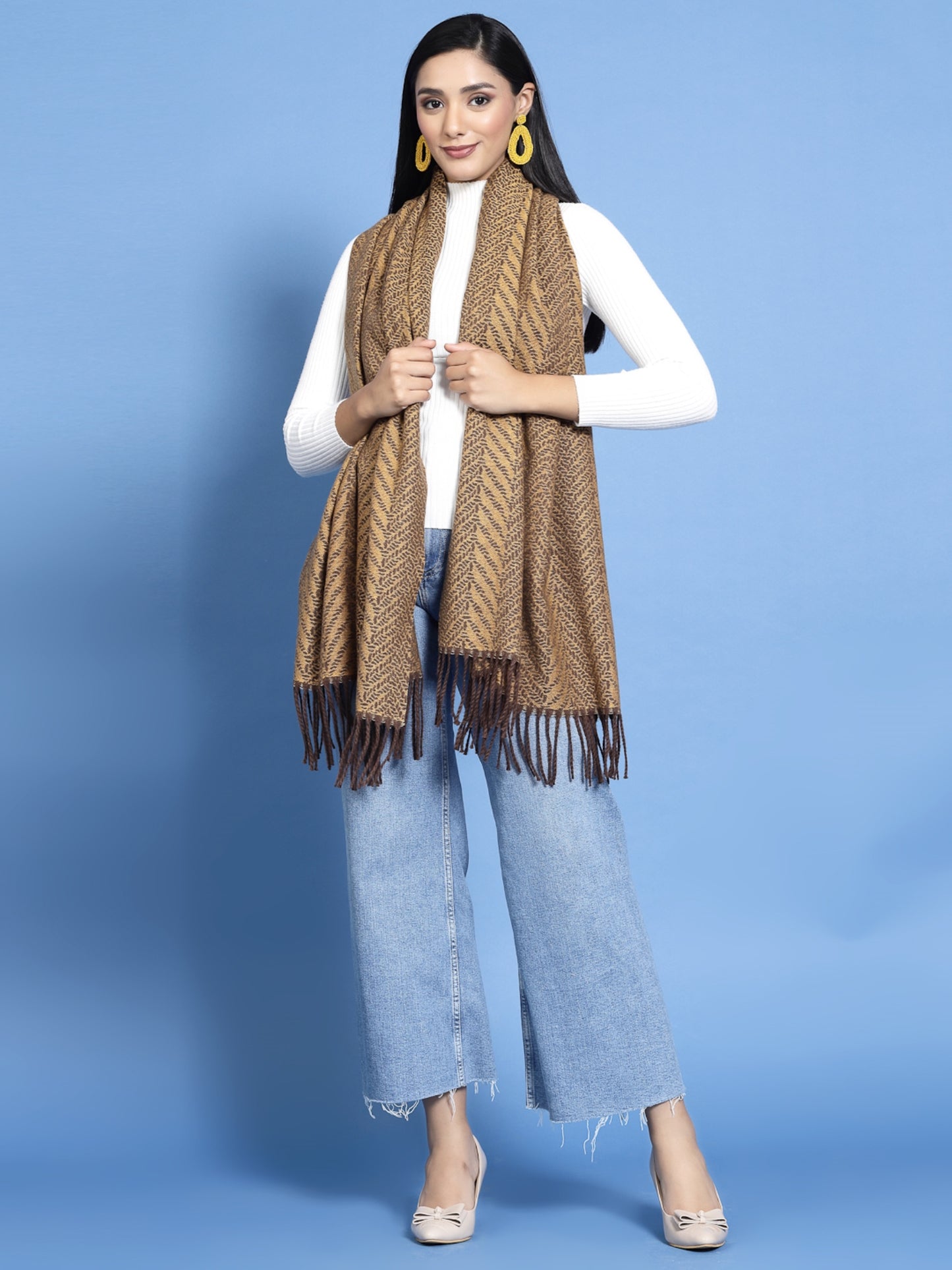 MAFADENY WINTER WRAP MUSTERD STOLE - COZY COMFORT IN SUBTLE ELEGANCE