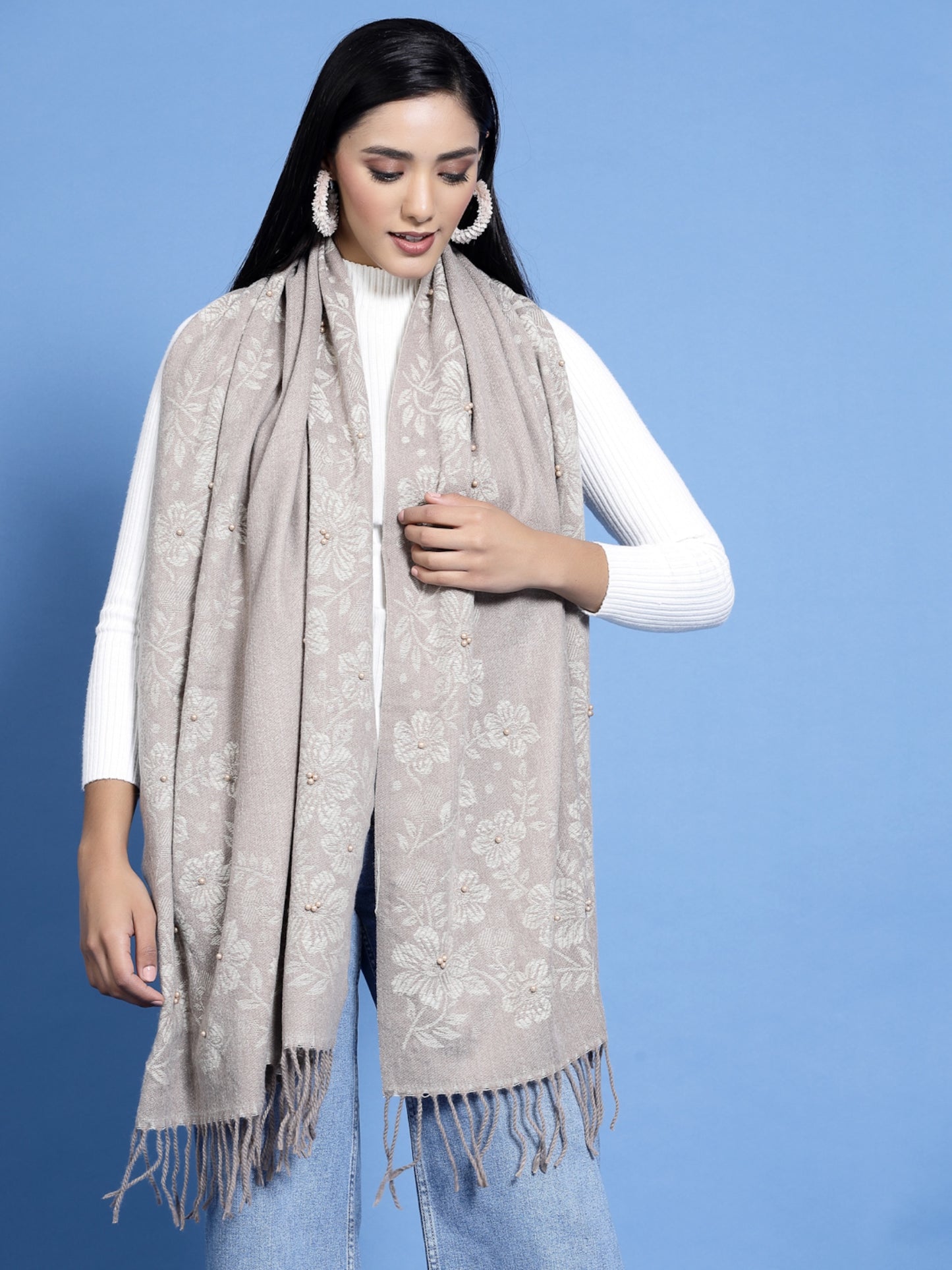 MAFADENY WINTER WRAP KHAKHI STOLE - COZY COMFORT IN SUBTLE ELEGANCE