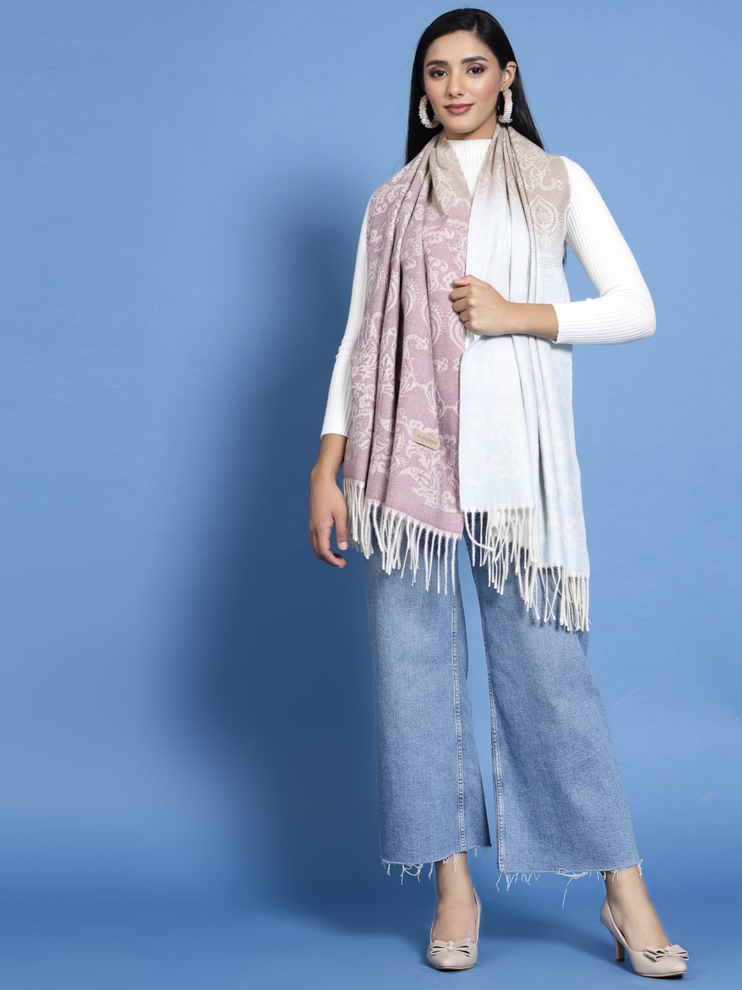 MAFADENY WINTER WRAP PURPLE STOLE - COZY COMFORT IN SUBTLE ELEGANCE