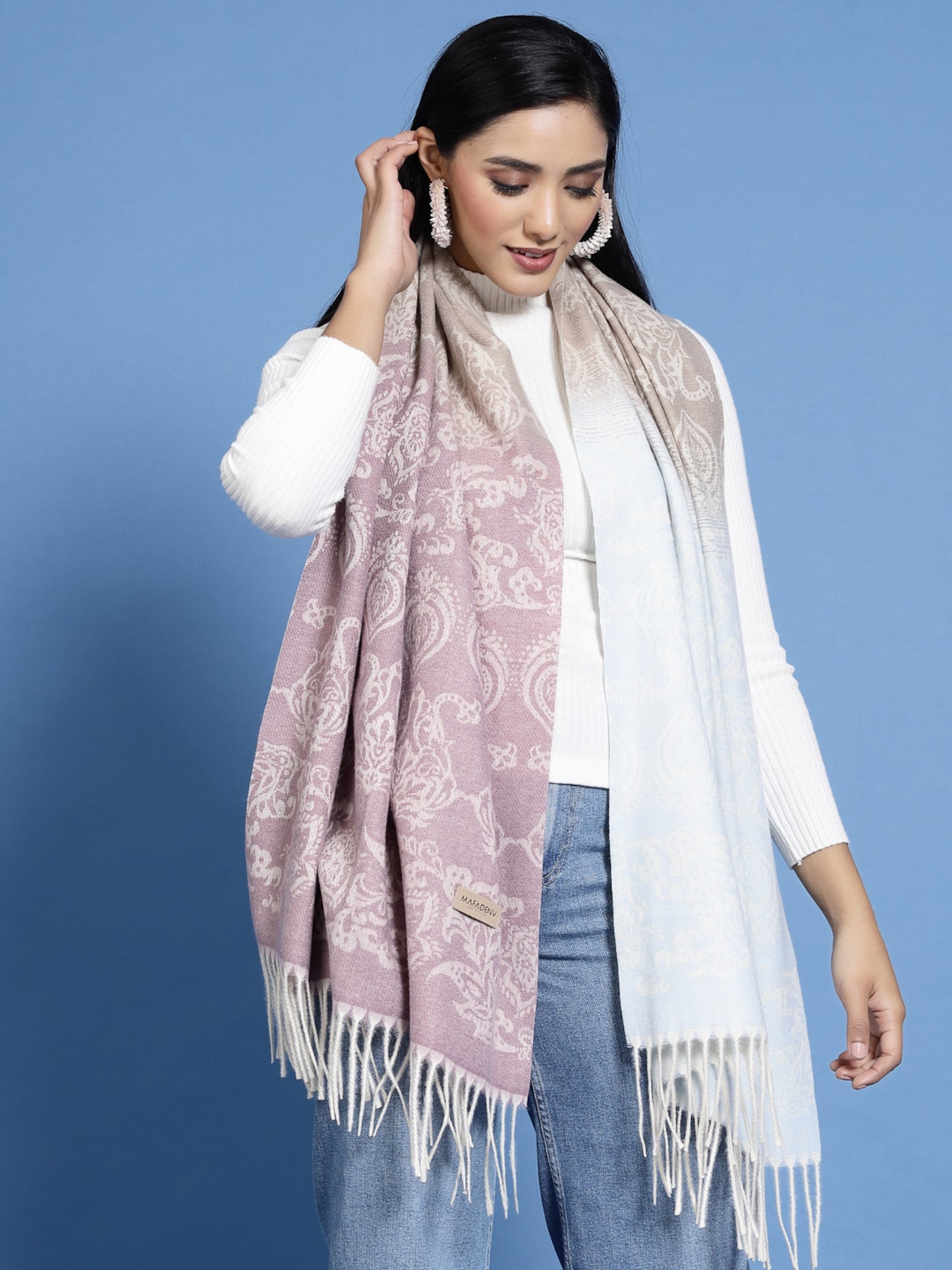 MAFADENY WINTER WRAP PURPLE STOLE - COZY COMFORT IN SUBTLE ELEGANCE