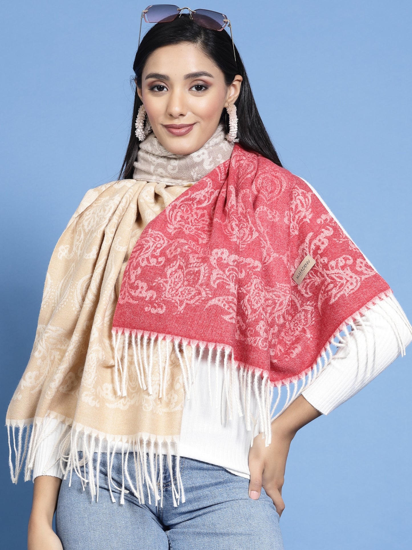 MAFADENY WINTER WRAP PINK STOLE - COZY COMFORT IN SUBTLE ELEGANCE