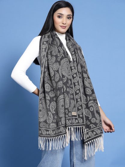 MAFADENY WINTER WRAP BLACK STOLE - COZY COMFORT IN SUBTLE ELEGANCE