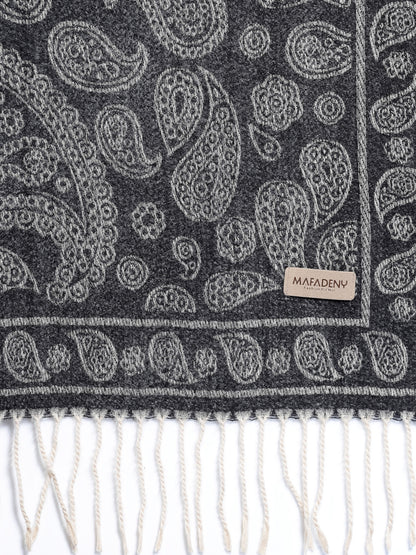 MAFADENY WINTER WRAP BLACK STOLE - COZY COMFORT IN SUBTLE ELEGANCE