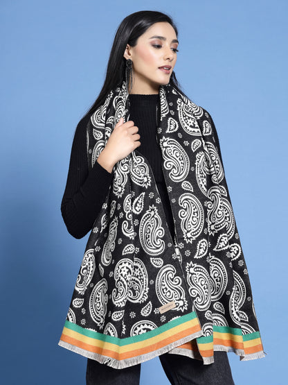 MAFADENY WINTER WRAP BLACK STOLE - COZY COMFORT IN SUBTLE ELEGANCE