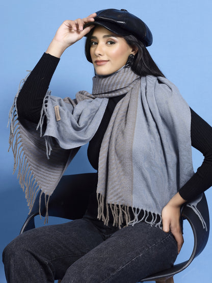 MAFADENY WINTER WRAP GREY STOLE - COZY COMFORT IN SUBTLE ELEGANCE