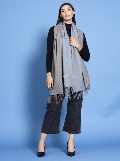 MAFADENY WINTER WRAP GREY STOLE - COZY COMFORT IN SUBTLE ELEGANCE