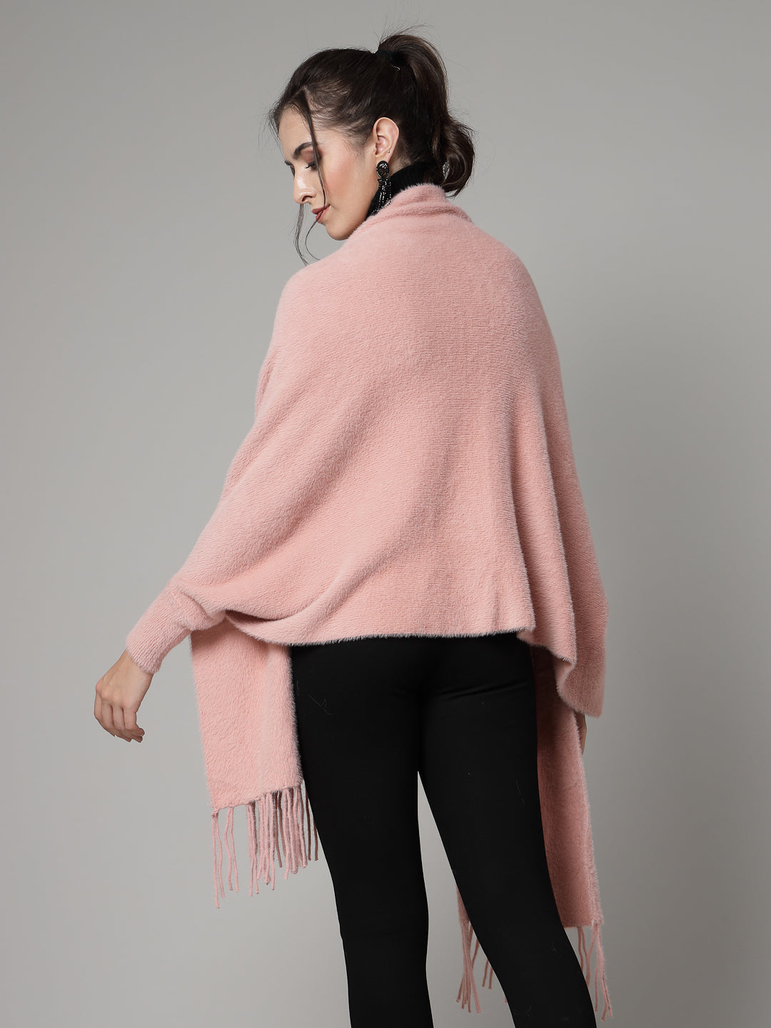 Mafadeny Women Winter Wear Peach Stylish & Cosy Ponchoo