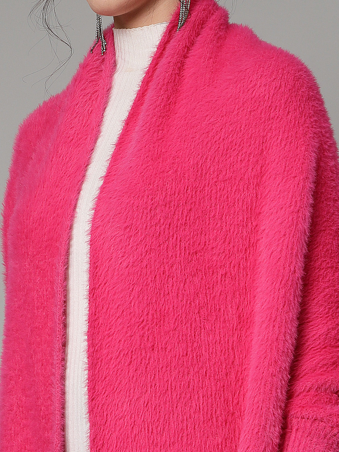 Mafadeny Women Winter Wear Hot Pink Stylish & Cosy Ponchoo