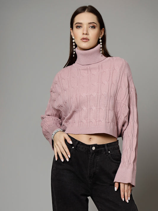 Mafadeny Women Winter Wear Peach Crop Top