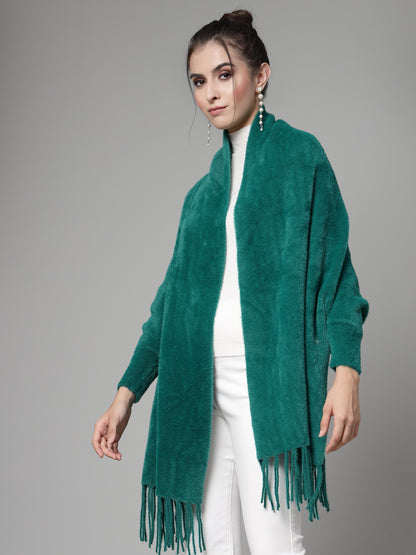 Mafadeny Women Winter Wear Green Stylish & Cosy Ponchoo