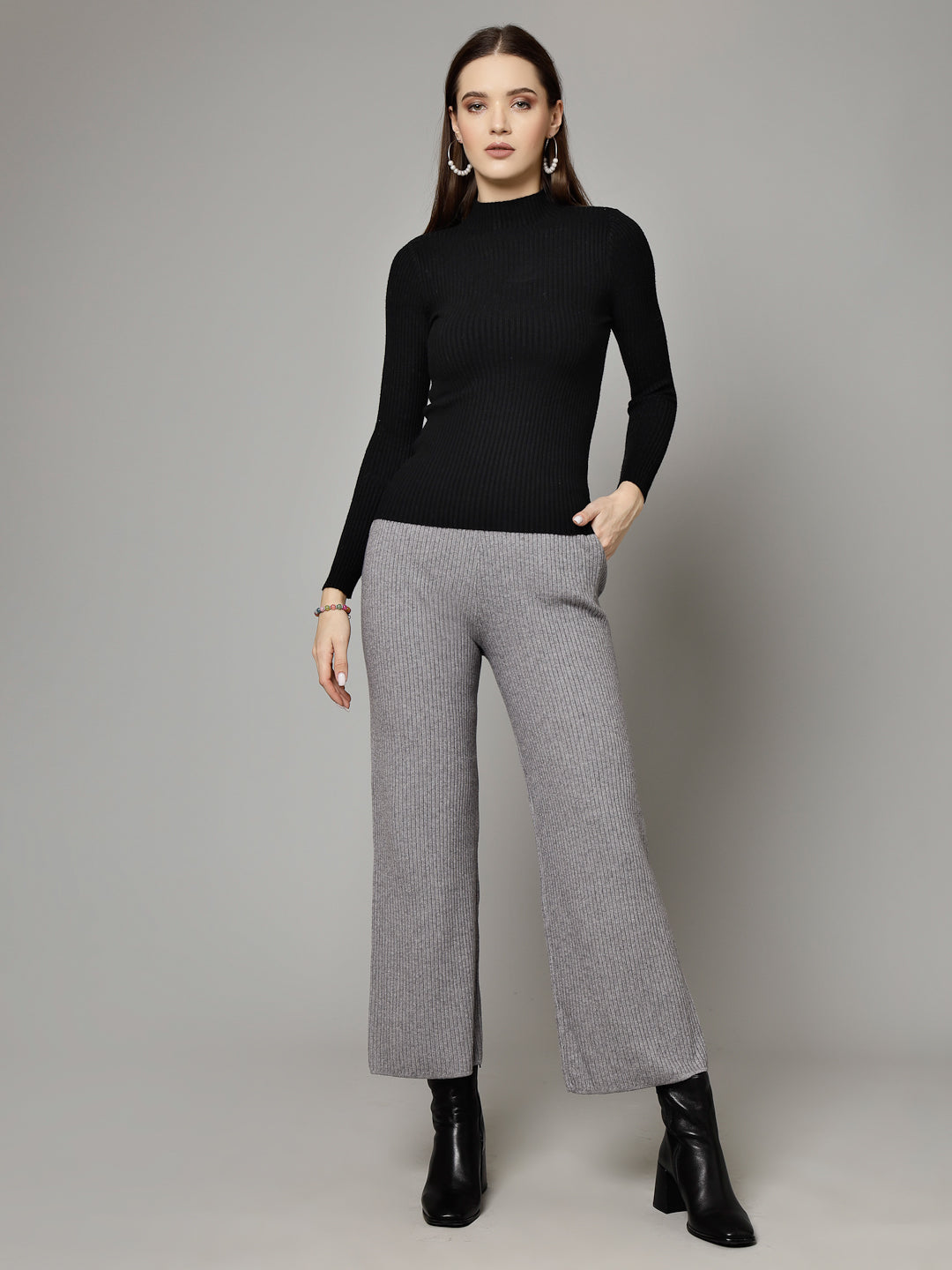 Mafadeny Women Winter Wear Grey Stylish & Cosy Plazzo