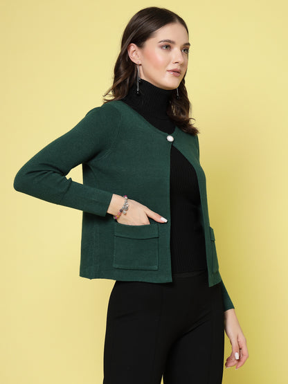 Mafadeny Women Winter Wear D.Green Short & Stylish Shrug