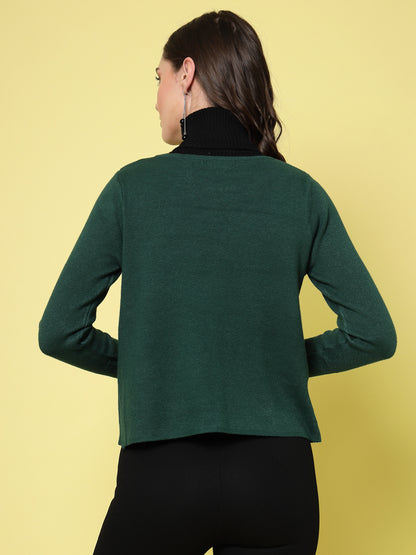 Mafadeny Women Winter Wear D.Green Short & Stylish Shrug