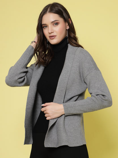 Mafadeny Women Winter Wear Grey Stylished & Cosy Shrug