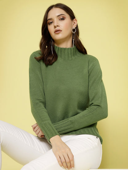 Mafadeny Women Winter Wear Green Stylished & Cosy Top