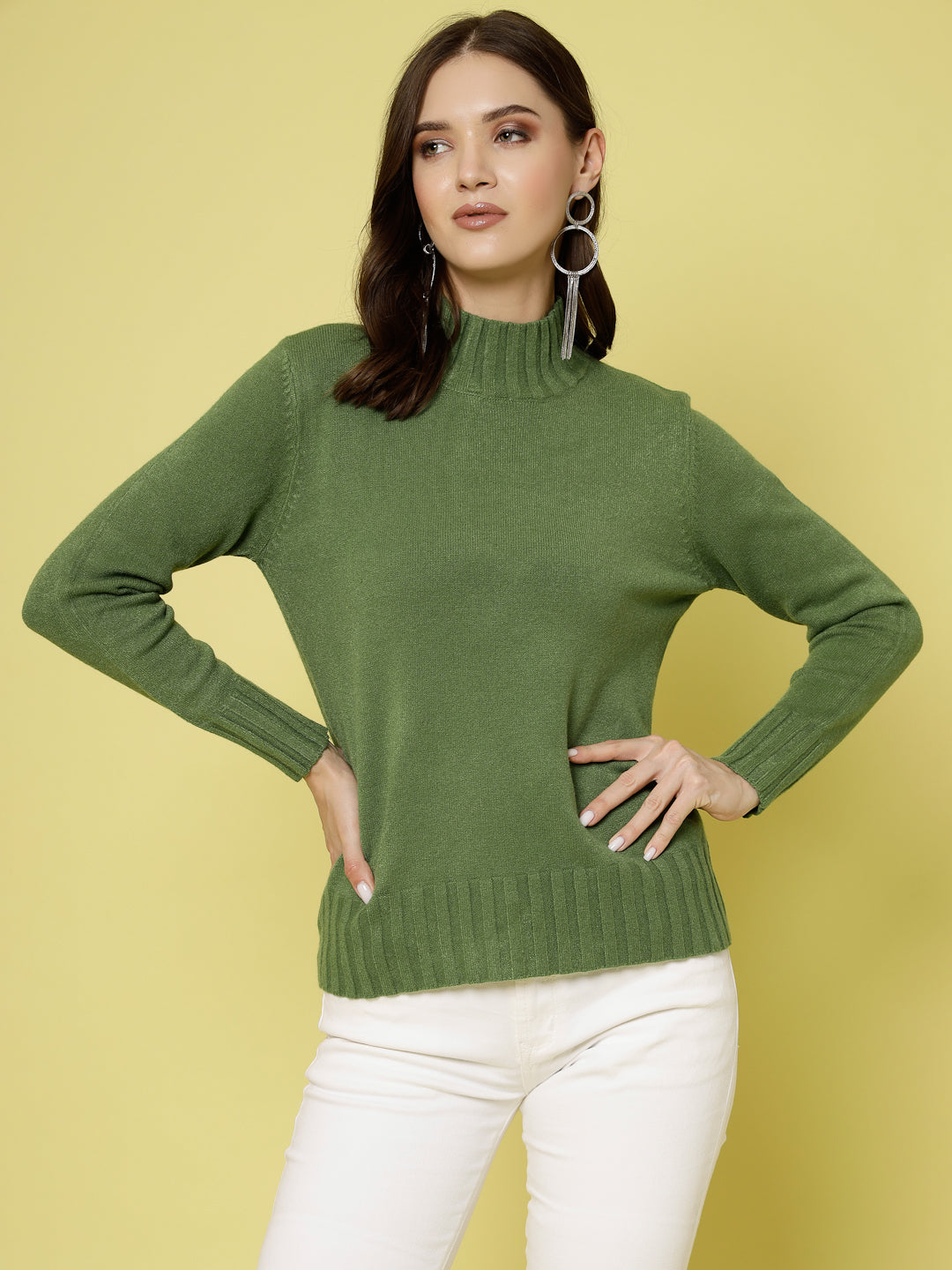 Mafadeny Women Winter Wear Green Stylished & Cosy Top