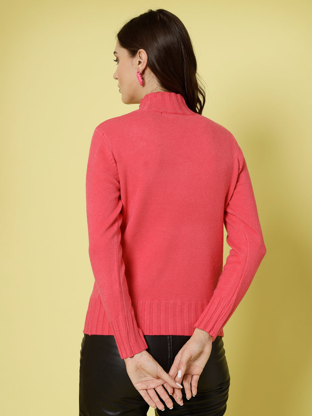 Mafadeny Women Winter Wear Hot Pink Stylished & Cosy Top