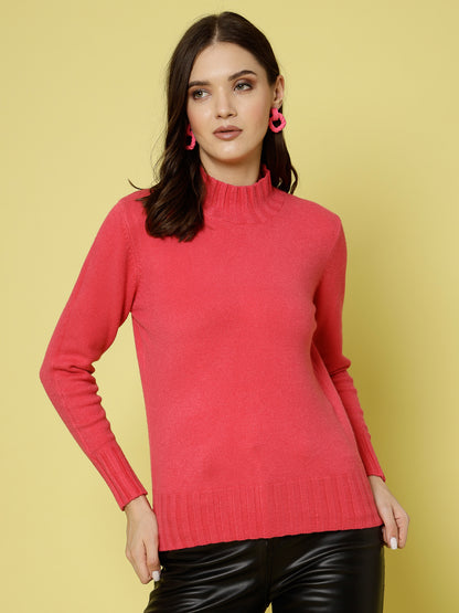 Mafadeny Women Winter Wear Hot Pink Stylished & Cosy Top