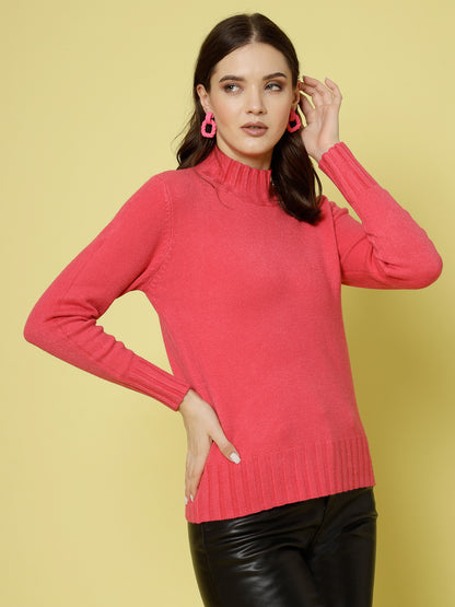 Mafadeny Women Winter Wear Hot Pink Stylished & Cosy Top