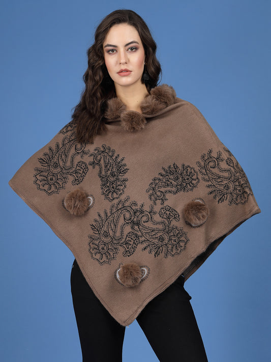 Mafadeny Women Winer Wear Khakhi-Coloured Poncho