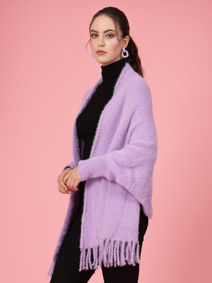 Mafadeny Women Winter Wear Lavender Stylish & Cosy Ponchoo