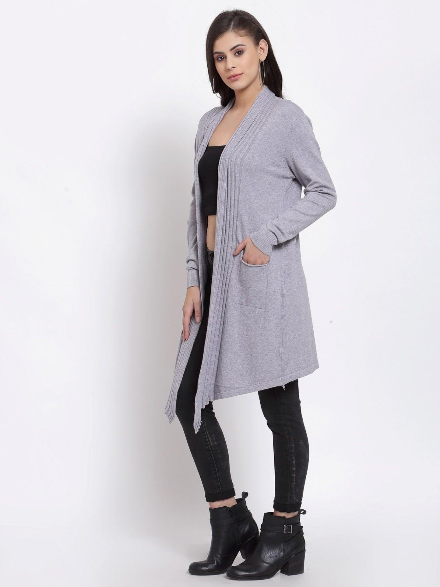 Mafadeny Winter Bliss Grey Shrug - Cozy Layering for Chilly Days