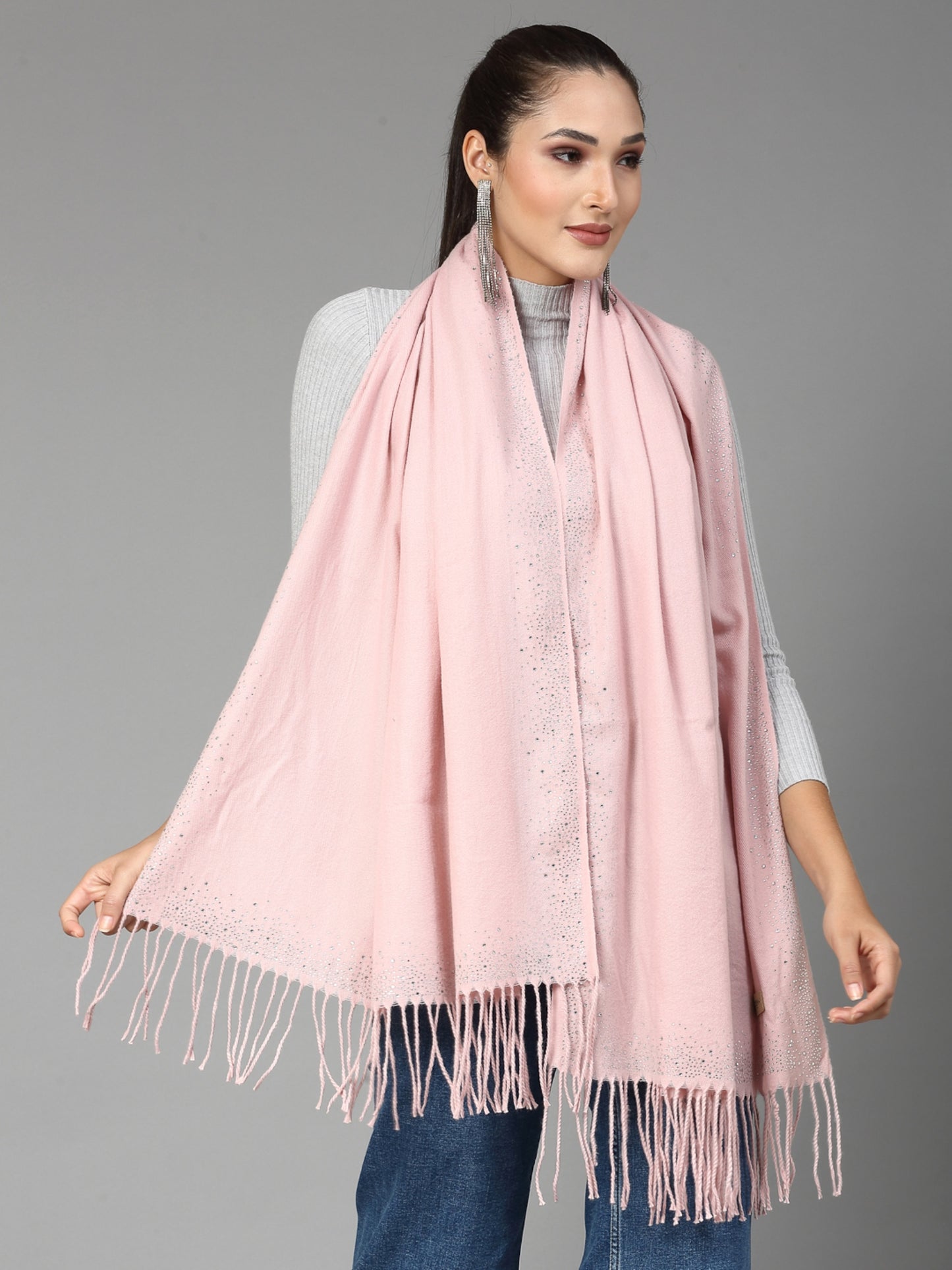 MAFADENY WINTER WRAP PEACH STOLE - COZY COMFORT IN SUBTLE ELEGANCE