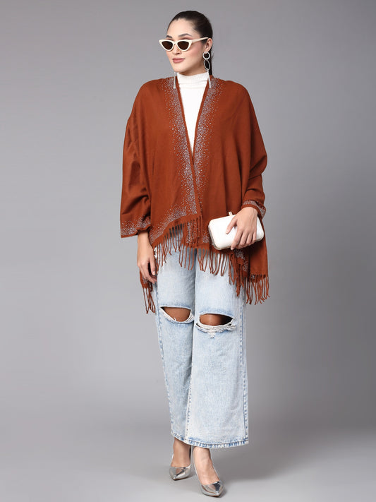 MAFADENY WINTER WRAP BROWN STOLE - COZY COMFORT IN SUBTLE ELEGANCE