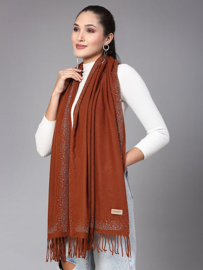 MAFADENY WINTER WRAP BROWN STOLE - COZY COMFORT IN SUBTLE ELEGANCE