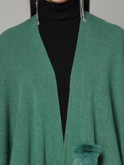 Mafadeny Women Winter Wear Green Stylish & Cosy Ponchoo