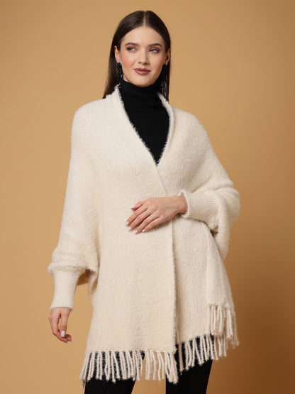 Mafadeny Women Winter Wear Fawn Stylish & Cosy Ponchoo