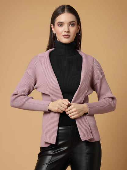 Mafadeny Women Winter Wear Mauve Stylished & Cosy Shrug