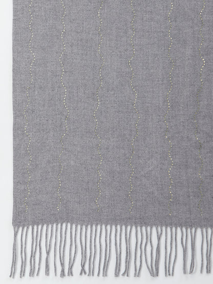 Mafadeny Women Grey & White Stole