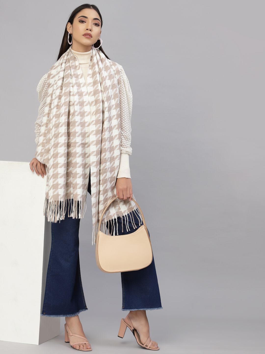 Mafadeny Winter Wrap Peach Stole - Cozy Comfort in Subtle Elegance