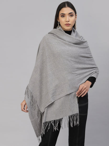 Mafadeny Women Grey & White Stole