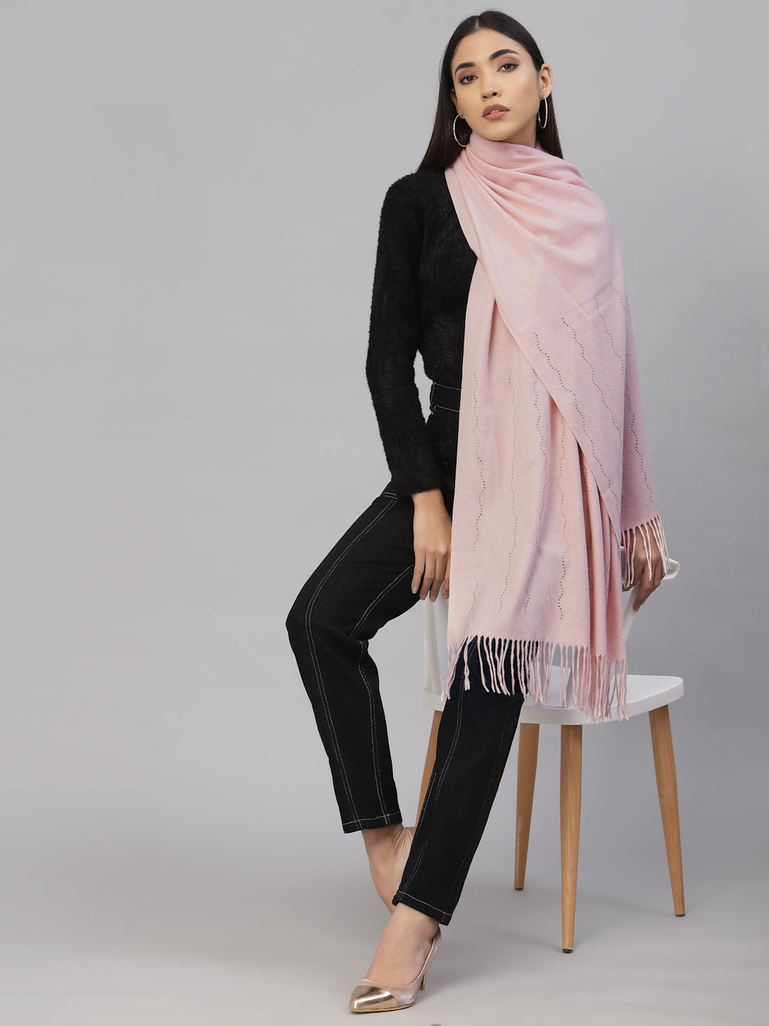 Mafadeny Women Pink Stole