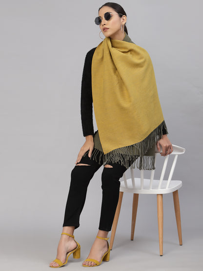 Mafadeny Women Green & Yellow Stole