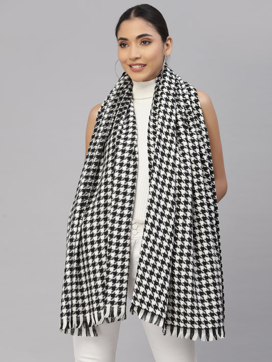 Mafadeny
Women Black & White Woven Design Stole