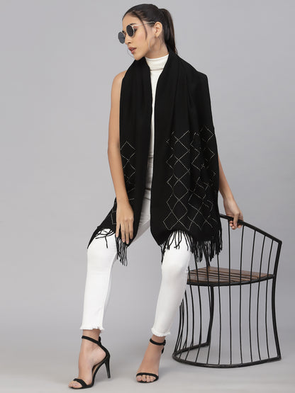 Mafadeny Women Black & White Checked Stole