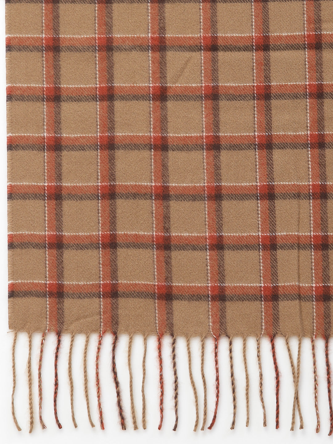 Mafadeny Women Brown & Red Checked Stole