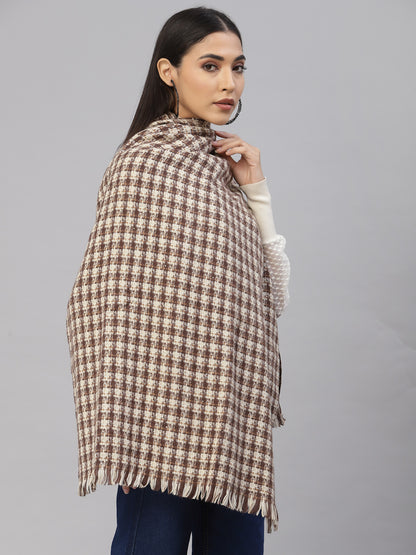 Mafadeny Checked Frayed Stole