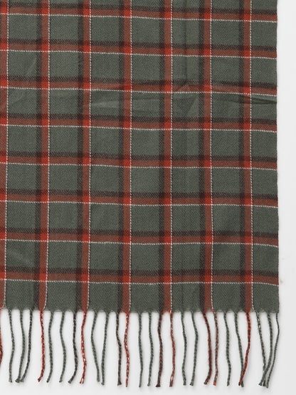 Mafadeny Women Green & Brown Checked Stole