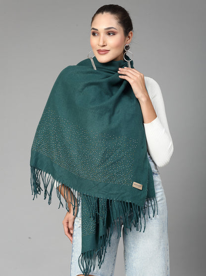 MAFADENY WINTER WRAP D.GREEN STOLE - COZY COMFORT IN SUBTLE ELEGANCE