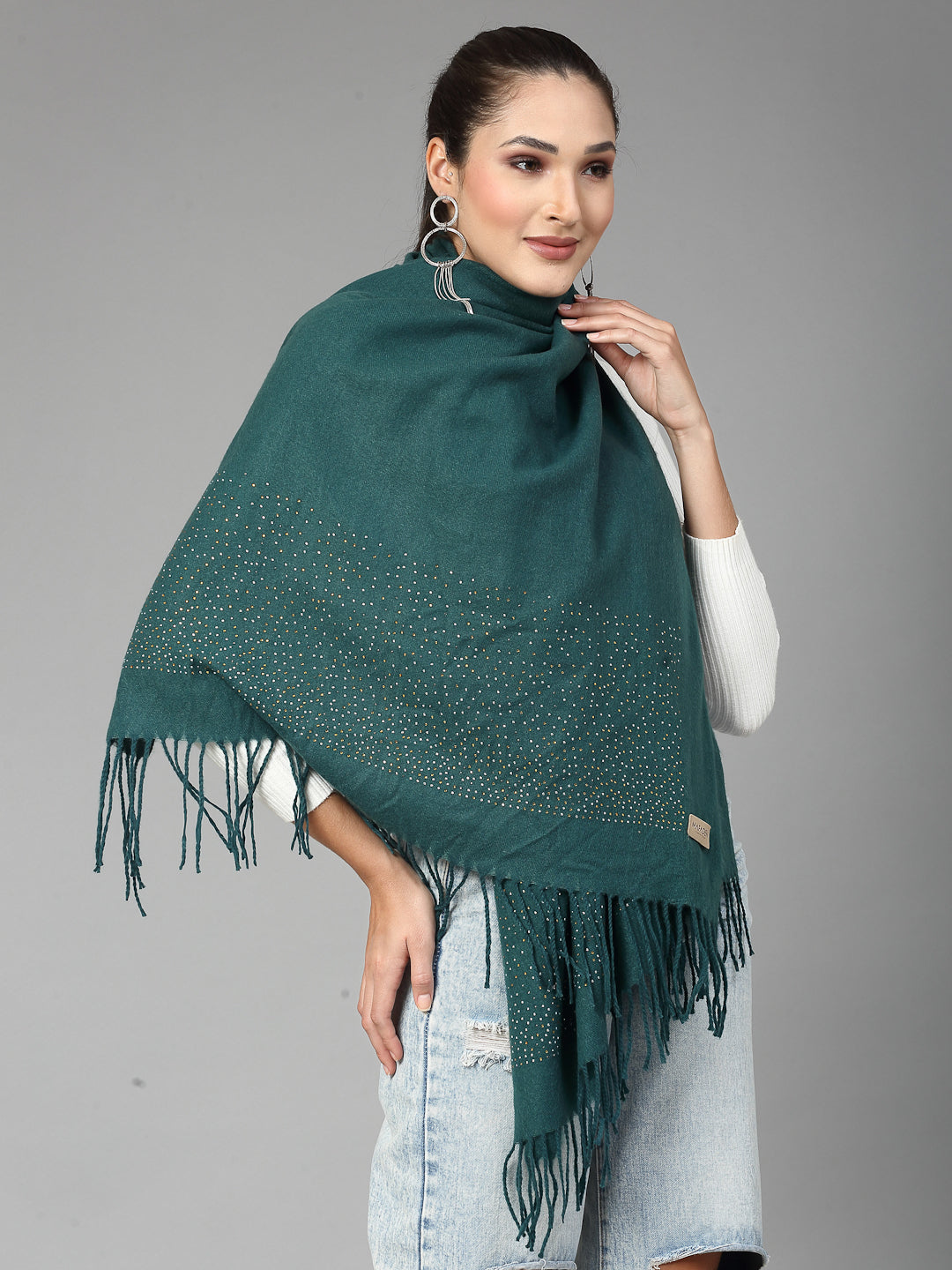 MAFADENY WINTER WRAP D.GREEN STOLE - COZY COMFORT IN SUBTLE ELEGANCE