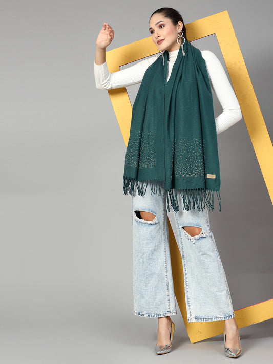 MAFADENY WINTER WRAP D.GREEN STOLE - COZY COMFORT IN SUBTLE ELEGANCE