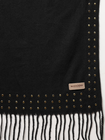 MAFADENY WINTER WRAP BLACK STOLE - COZY COMFORT IN SUBTLE ELEGANCE