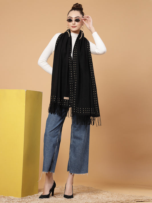 MAFADENY WINTER WRAP BLACK STOLE - COZY COMFORT IN SUBTLE ELEGANCE