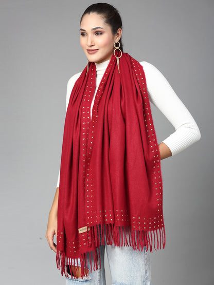 MAFADENY WINTER WRAP MAROON STOLE - COZY COMFORT IN SUBTLE ELEGANCE