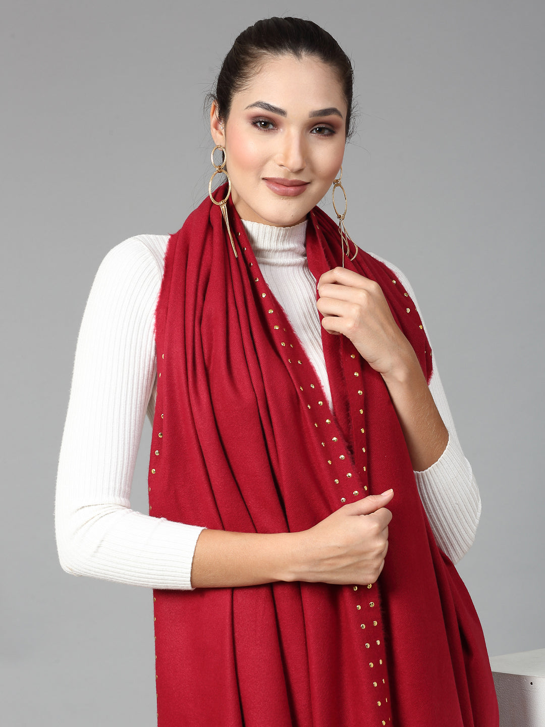 MAFADENY WINTER WRAP MAROON STOLE - COZY COMFORT IN SUBTLE ELEGANCE