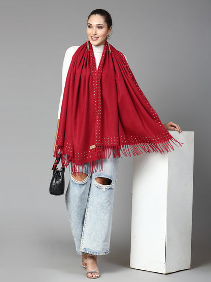 MAFADENY WINTER WRAP MAROON STOLE - COZY COMFORT IN SUBTLE ELEGANCE